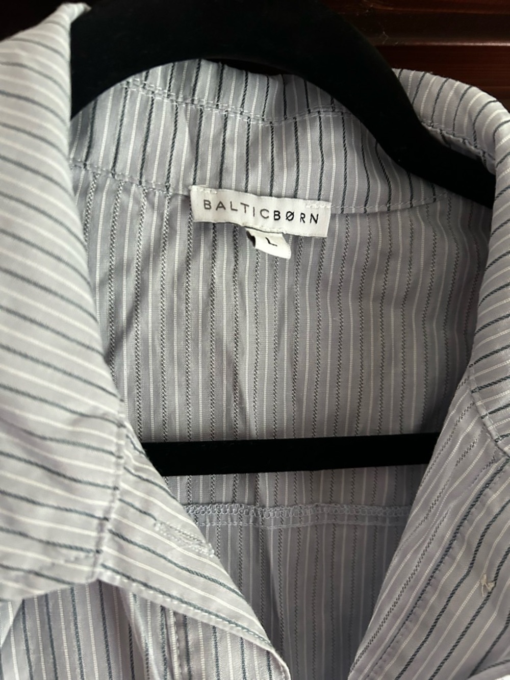 Baltic Born Men's Pale Blue and White Pinstripe Dress Shirt